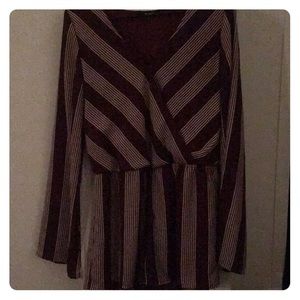 Red-striped, long-sleeve romper